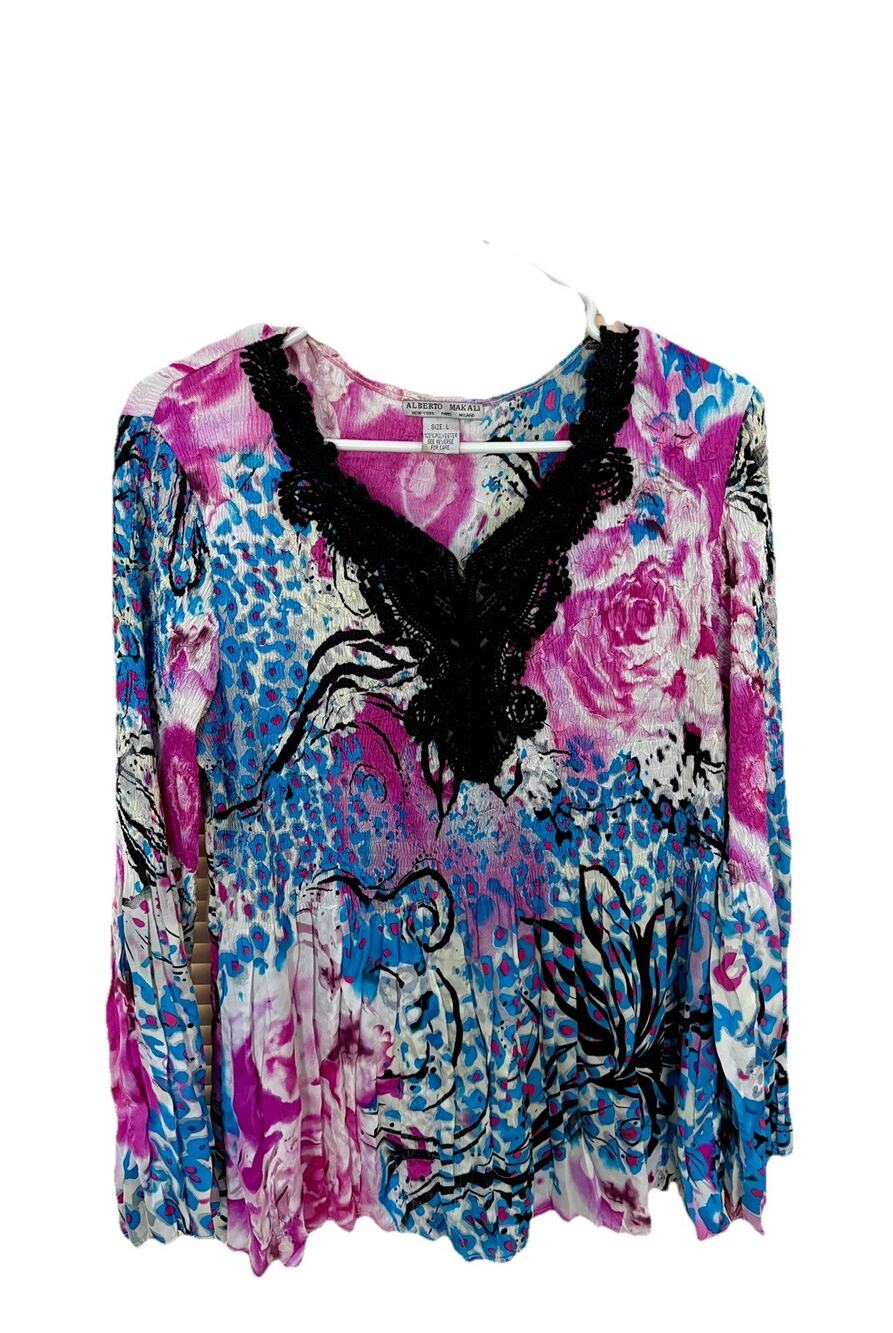 Alberto Makali Sz L Springy Top Y2K Artsy Crinkle Lace Boho Whimsigoth Fairy